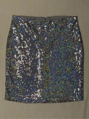 Charlotte Russe Holographic Sequin Mini Skirt - Silver